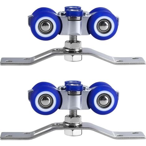 Lot de 2 Bleu ferrures de porte coulissante en acier inoxydable Rotation à 360 degrés Pour portes et fenêtres Pour porte coulissante simple (1/5)