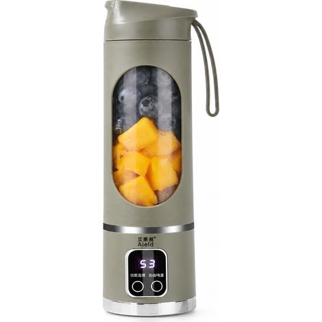 Blender Portable USB Rechargeable Vert, 12 Lames, Fonction Glace Pilée, Batterie 3,7 V 1300 mAh (1/5)
