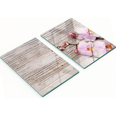 Planches en verre avec motif d'orchidées décoratives sur bois 2x40x52 cm (1/5)