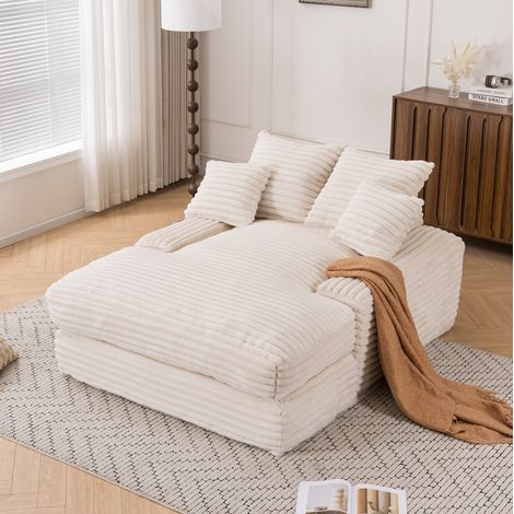 Sessel Sofa komfortabel 135x165 Cord Beige HAVRYA (1/5)