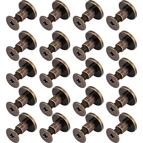 Lot de 20 Ensembles en Laiton à Tête Plate Bouton, Vis Rivets Bronze à Ongles, Bricolage Cuir Artisanal Métal Rivet pour Ceinture Aangle Sac Chaussures Décoration(6.5mm) (1/5)