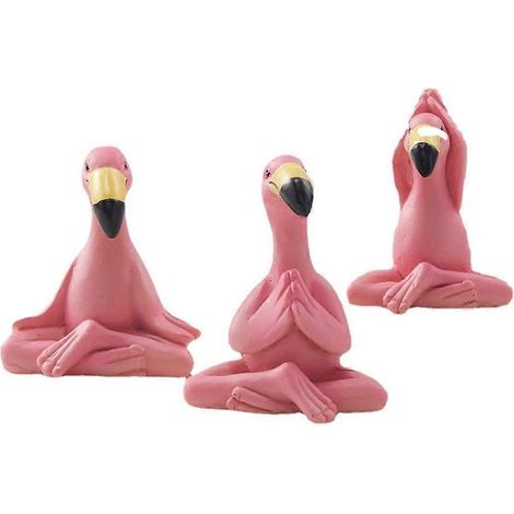 Lot de 3 figurines de flamants roses élégantes, jolies statues de flamants roses pour jardin extérieur