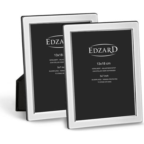 Lot de 2 Cadres Photo 13 x 18 cm Plaqué Argent Anti-Ternissement pour Portrait et Paysage - PANGIVO (1/5)
