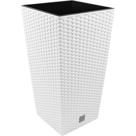Maceta Rato de 26,6 litros con inserto 26,5 x 26,5 x 50 cm en color blanco (1/5)