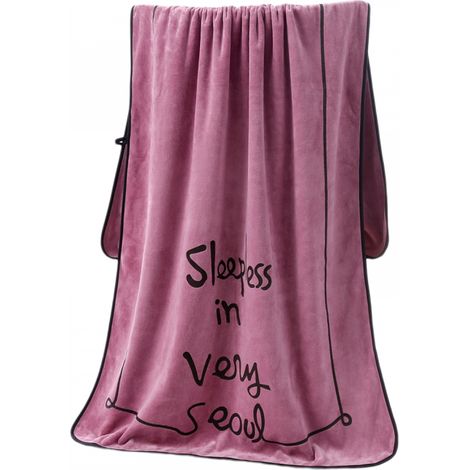 Lot de 2 serviettes de bain en microfibre, 70 cm x 140 cm, séchage rapide, couleur velours corail, absorbantes, violettes (1/5)
