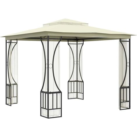 Tonnelle Barnum de Jardin, Pavillon, Pergola, Tente de jardin, avec moustiquaire 300x300x265 cm Crème OIB1967E (1/5)