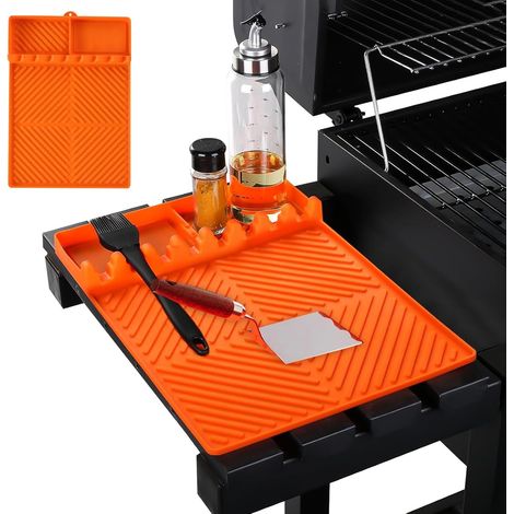 Tapis de cuisson en silicone pour plaque de cuisson Blackstone 40,6 x 29,2 cm, résistant à la chaleur, avec protection anti-gouttes et porte-ustensiles de barbecue. (1/5)