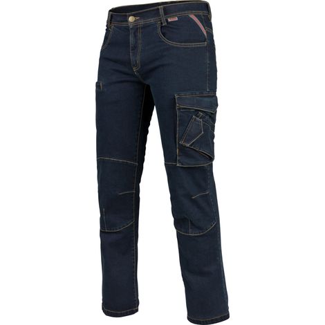 Würth Modyf – Jeans de travail multipoches stretch – 8 poches externes – Braguette zippée YKK – Genoux préformés – Tissu robuste pour chantiers humides