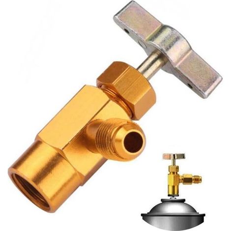 Válvula de control de refrigerante R, 134 AC roscada ACME 1/2 pulgada, adaptador botella autosellante tanque manguera recarga aire acondicionado (1/5)
