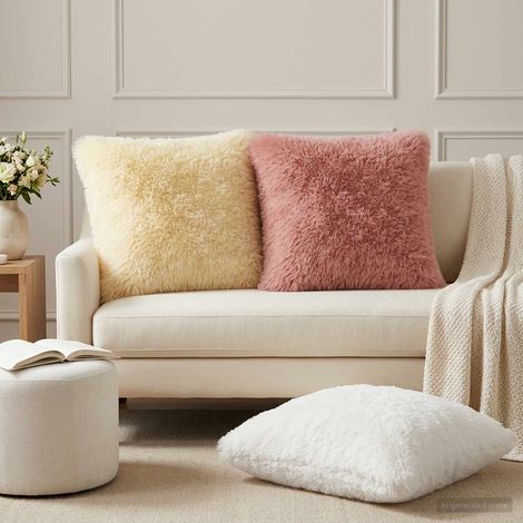 vidaXL Federa 2 pcs HEERLEN Bianco 60 x 60 cm Fleece PV