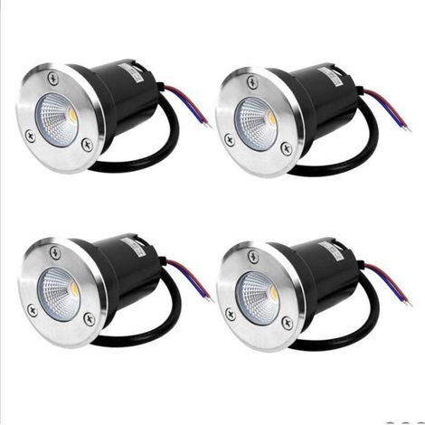 4pcs spot encastrable sol – 5W LED IP67 charge 800kg – pour jardin, terrasse – Ø 6,5cm blanc (1/5)