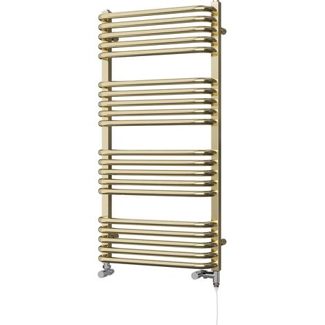 Crossmoor - Polished Brass Dual Fuel Towel Rail H1000mm x W500mm Standard (1/3)