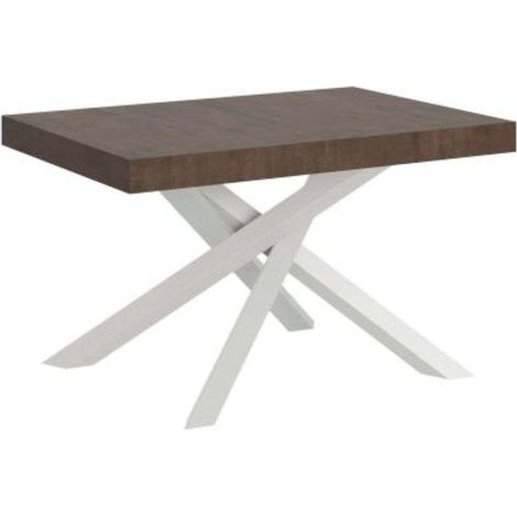 Tavolo allungabile 120/380x90 cm Volantis noce gambe bianche