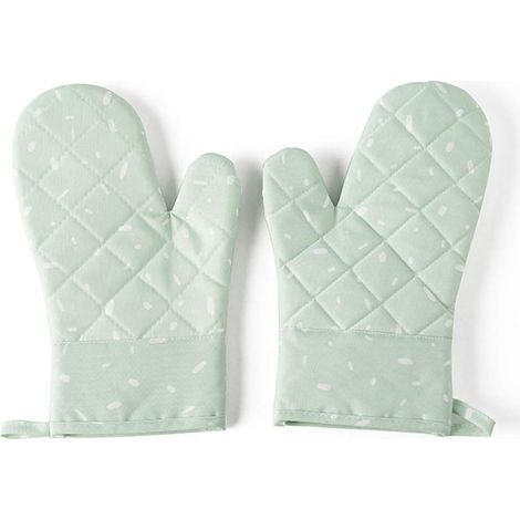 Doppelte hitzebeständige Handschuhe Home Kitchen Ofenhandschuhe Wärmeisolierte Handschuhe Grün (1/5)