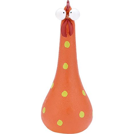 Estatua de gallina de cuello largo hecha de resina de color para jardín, modelo naranja, 20 cm, objeto decorativo único y creativo. (1/2)
