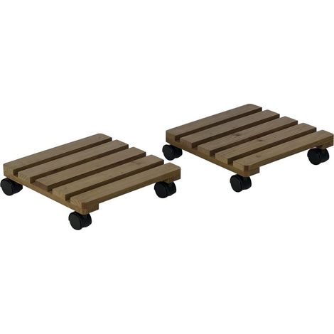 Lot de 2 supports pour plantes carrés porte plante à roulettes support pour pot de fleurs, pour intérieur et extérieur (1/5)