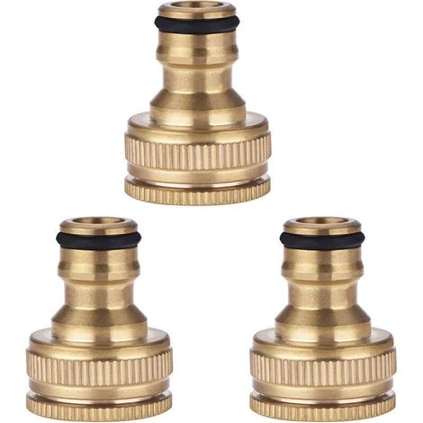 Rubberskin Kit de Connecteur de Robinet de Tuyau D'arrosage en Laiton de 3 Pièces, Adaptateur de Connecteur de Robinet de 1/2 Pouces 3/4 Pouces pour L'irrigation de Jardin de Lavage de (1/5)