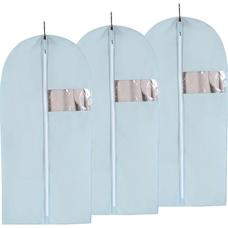 Lot 3 housses vêtements 60x100cm bleues zip costumes armoire voyage pour maison jardin bureau quotidien (1/5)