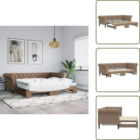 Tagesbett Ausziehbar Cappuccino 90x200 cm Kunstleder - Sofa - Schlafcouch - Gästebett - Tagesbett - Wohnzimmer (1/5)