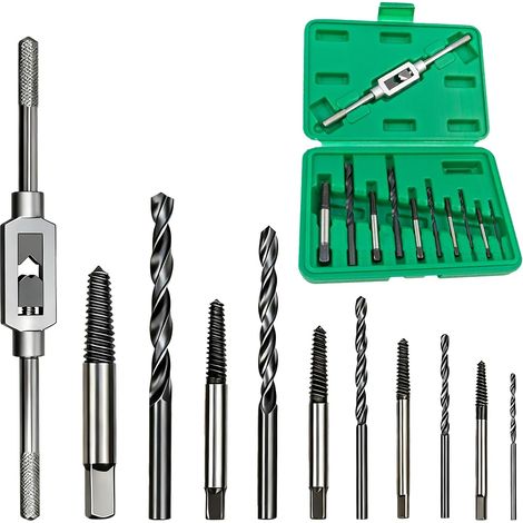 Extracteur de vis cassé,11pcs kit d'Extracteur de Vis Extracteur de vis endommagé Extractor Set pour l'Enlèvement de Vis Cassées ou Endommagées Boulons Fastners Outil de Suppression