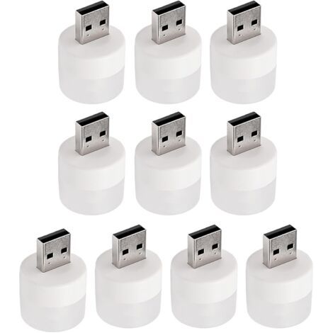 QORVA-Lampe LED USB - 10 Pièces de Petites Lampes LED  Lampe Portative Ronde Économe en Énergie pour la Chambre le Bureau le Chevet l'Ordinateur et la Lecture