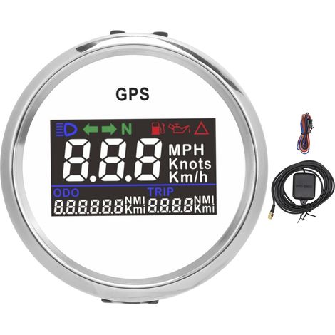 Compteur de vitesse GPS numérique 2 en 1, compteur kilométrique ajustable pour véhicules 12V 24V, voitures et yachts (1/5)