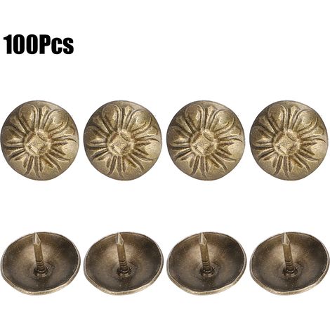 Lot de 100 clous décoratifs à bulles de 16 x 13 mm, motif chrysanthème, style vintage, pour canapé et autres tissus d'ameublement. (1/5)