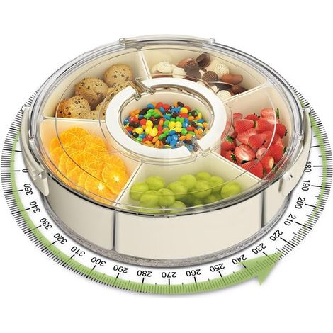 Boîte à lunch - Boîte à goûter - Boîte bento - Boîte à goûter - Boîte à lunch compartimentée - Boîte à pain - Boîte à goûter rotative à 6 plateaux avec couvercle et poignée, transparente, idéale pour (1/5)
