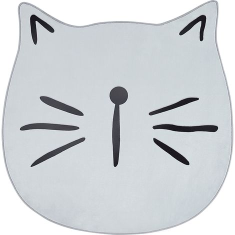 Alfombra infantil diseño gato ⌀ 100 cm en gris Kitty