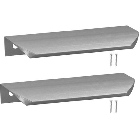 Poignée de meuble moderne en aluminium argenté, 148 mm, lot de 2 (1/5)