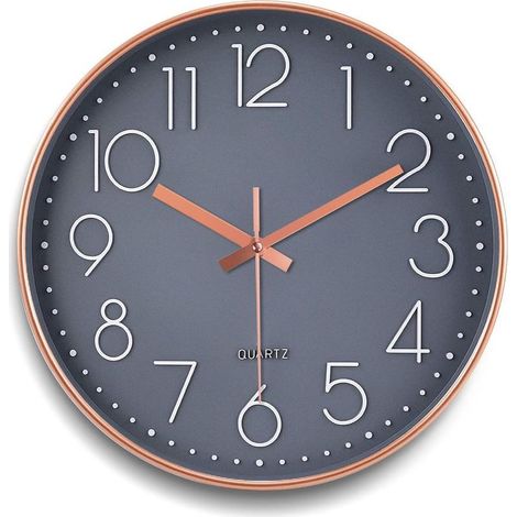 Horloge Pendule Mural,Horloge Murale Moderne 30cm Horloge Murale Ronde,Horloge Murale à Quartz,sans de Bruit, Style Moderne pour Maison/Cuisine/Bureau-Fonctionne sur Pile (1/5)