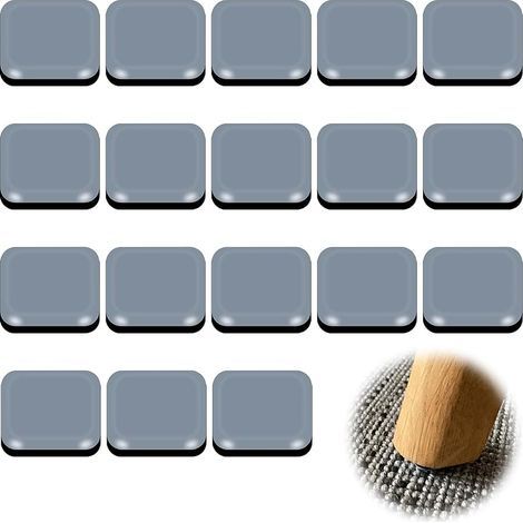 Patins Glisseurs pour Meubles 25x25mm/Ø 19 mm Carré Téflon PTFE pour Chaise Canapé Frigo Bureau Table Fauteuil (Carré-18) (1/5)