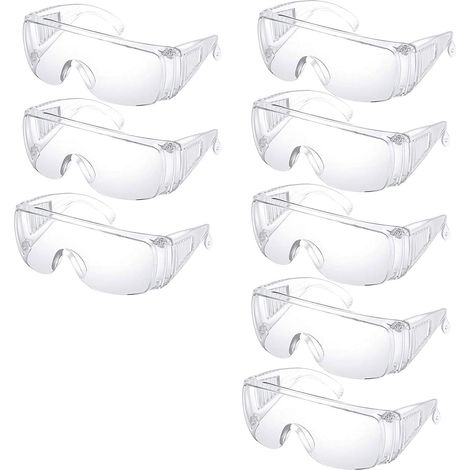 8 Pièces Lunettes De Sécurité, Transparentes, Résistantes, Confortables, Pour Laboratoire Et Travail (1/5)