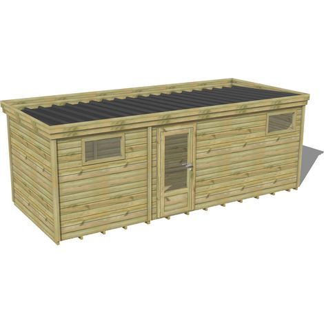 Abri Français – Abri de jardin bois pin traité autoclave 28mm – 6,5x2,9m – Bac acier laqué gris – Plancher en bois massif – Installation facile (1/3)