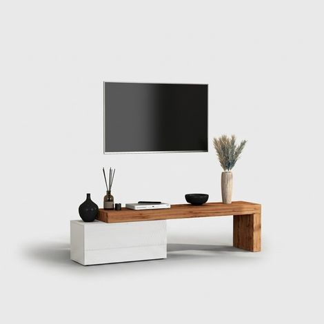 Mobile porta TV moderno con piano estensibile Norya - Bianco