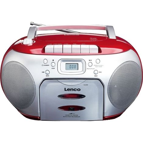 Lenco - radio cassette, cd, player, red - a002469 - 8711902035091