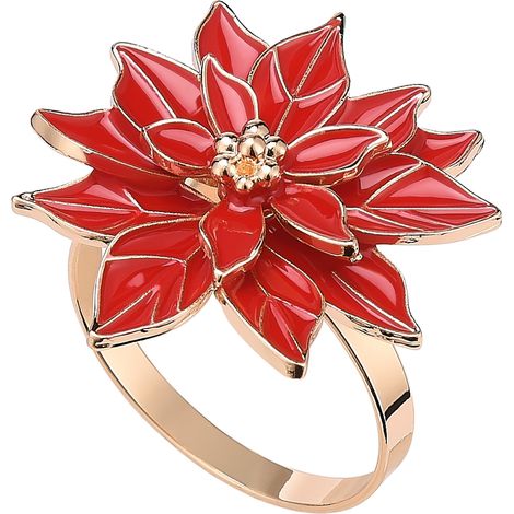 Anneau de Serviette Festif Zinc Alloy Rouge Décoratif 6cm Unique - Décor de Table élégant pour Fêtes Romantiques, Noël, Mariage et Occasions Célestes (1/5)