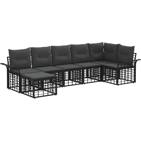 Conjunto de sofás de exterior 7 pcs Negro y Gris oscuro vidaXL (1/5)