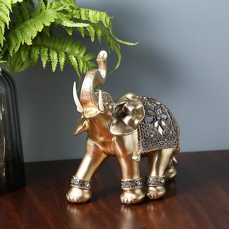 Statue d'éléphant doré, décoration pour la maison et le jardin, taille moyenne (1/4)