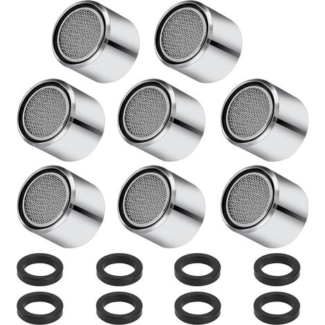 M22 8-teiliger Wasserhahn-Luftsprudler, Edelstahl-Wasserhahn-Luftsprudler, wassersparender Wasserhahn-Luftsprudler mit Filter, inklusive 8 Pads für Badezimmer- und Küchenspülen.