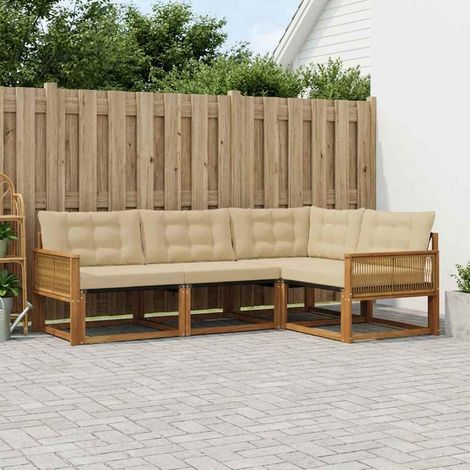 vidaXL Outdoor-Sofagarnitur mit Kissen 4 pcs Natur und Beige (1/5)