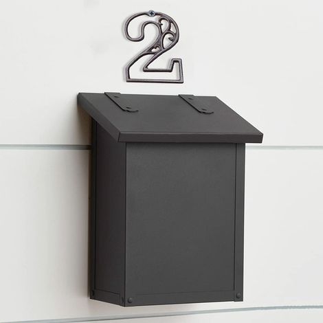 JSSEVN-Letrero moderno de hierro fundido para exteriores con números de casa, número de puerta de estilo retro, número de dirección para cafetería o bar (Número 2) (1/3)