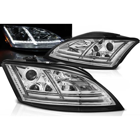 Paire de feux phares Audi TT 8J de 2006 a 2010 Daylight led chrome Halogène Dyn-30712713 (1/4)