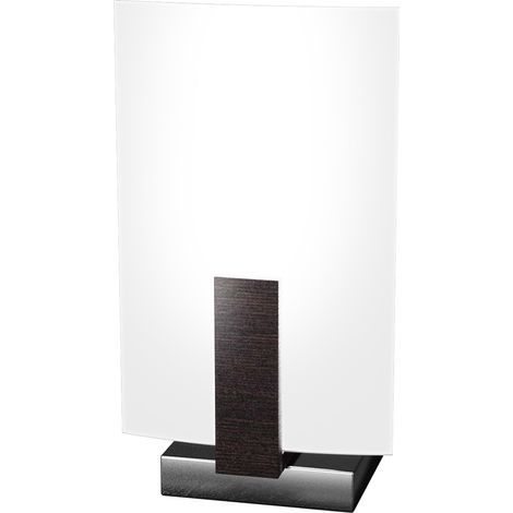 Abatjour Contemporaneo Wood Metallo Nerowengè Vetro Bianco 1 Luce E27