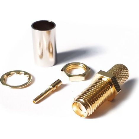 Connecteur SMA Femelle - Pour Câble H155 et SRF240 - À Sertir - Finition Or - 1 Pièce