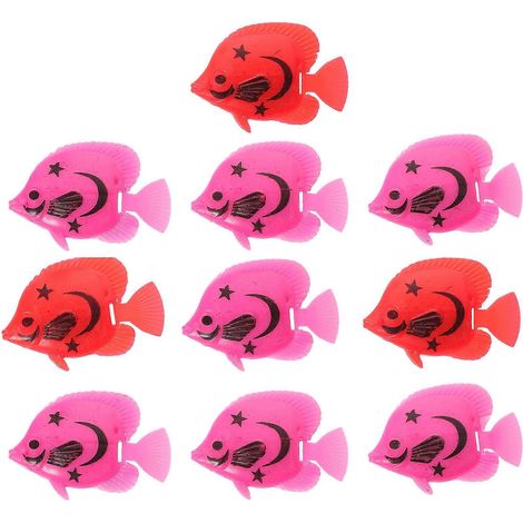 10 figurines de poissons réalistes en plastique pour accessoires de photographie décoratifs, adaptées aux aquariums et aux bassins (couleurs et motifs aléatoires). (1/3)