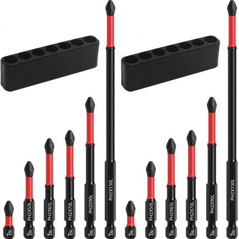 (12 )Pièces Ensemble de Porte Embout Visseuse Aimanté, Mèche Croisée Antidérapante Embout Visseuse, Multifonction Embout Tournevis Magnétique pour (1/5)