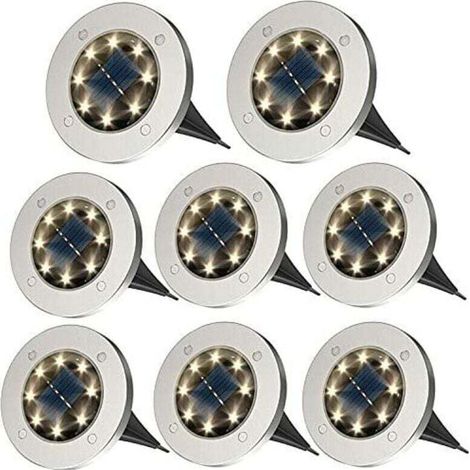 Lot de 8 lampes (blanc chaud) solaires d'extérieur – Lampes solaires étanches IP65 – pour jardin, pelouse, terrasse et cour (1/4)