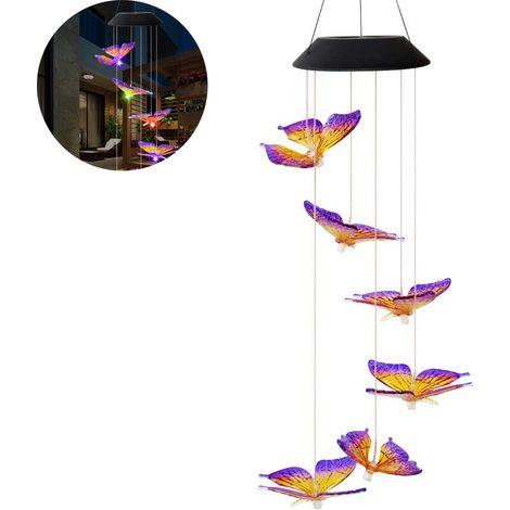 Lampe carillon solaire, lampe solaire extérieure à panneau lumineux changeant de couleur pour jardin ou rue