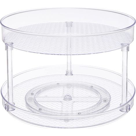 Plateau de rangement tournant à 2 niveaux, transparent, 22,9 cm (1/4)
